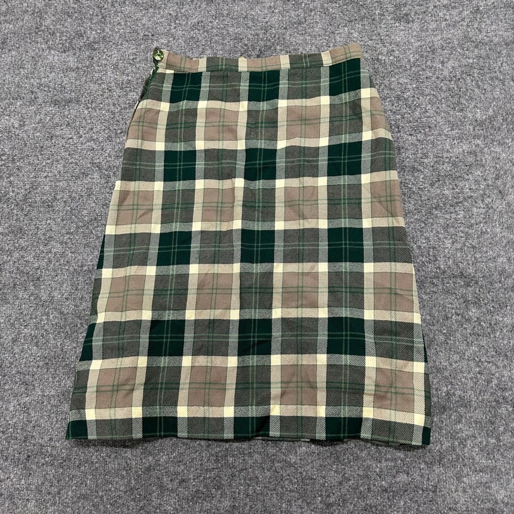 Moffat Weavers Skirt Womens Size 28 Green Plaid Wool A-Line Made in UK Scotland